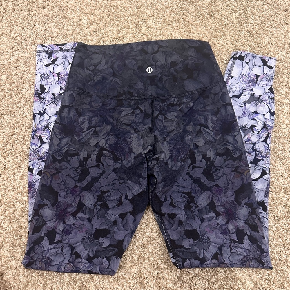 Lululemon Athletica Floral Leggings - Black and Purple